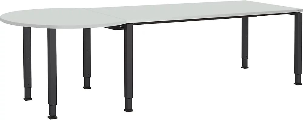 mauser Mesa rectangular, A x P 1800 x 800 mm, mesa adicional circular a la izquierda, tablero gris luminoso, armazón gris antracita