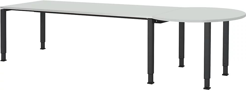 mauser Mesa rectangular, A x P 2000 x 800 mm, mesa adicional circular a la derecha, tablero gris luminoso, armazón gris antracita