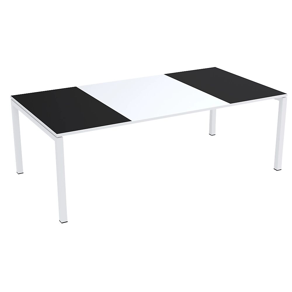 Paperflow Mesa de reuniones easyDesk®, H x A x P 750 x 2200 x 1140 mm, blanco y negro