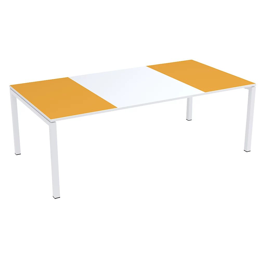 Paperflow Mesa de reuniones easyDesk®, H x A x P 750 x 2200 x 1140 mm, blanco y naranja