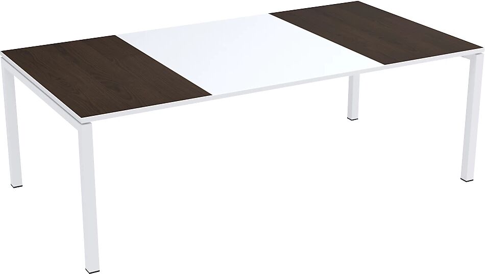 Paperflow Mesa de reuniones easyDesk®, H x A x P 750 x 2200 x 1140 mm, blanco y decoración de wengué