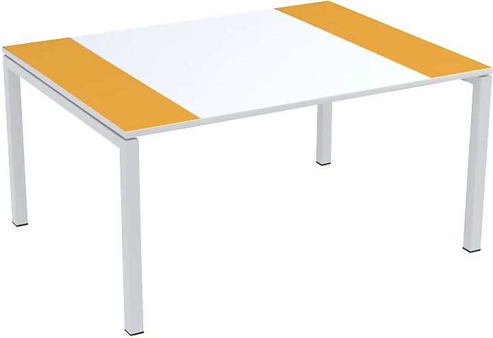 Paperflow Mesa de reuniones easyDesk®, H x A x P 750 x 1500 x 1160 mm, blanco y naranja