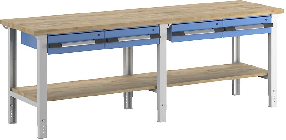 eurokraft pro Banco de trabajo, sistema modular Serie 7, 4 cajones colgantes, 1 repisa, A x P 2500 x 700 mm