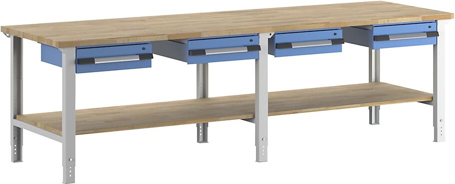 eurokraft pro Banco de trabajo, sistema modular Serie 7, 4 cajones colgantes, 1 repisa, A x P 3000 x 900 mm