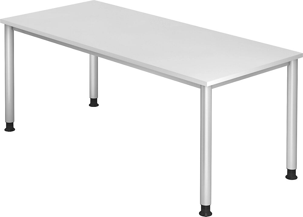 kaiserkraft Escritorio, A x P 1800 x 800 mm, 4 patas de tubo redondo, blanco