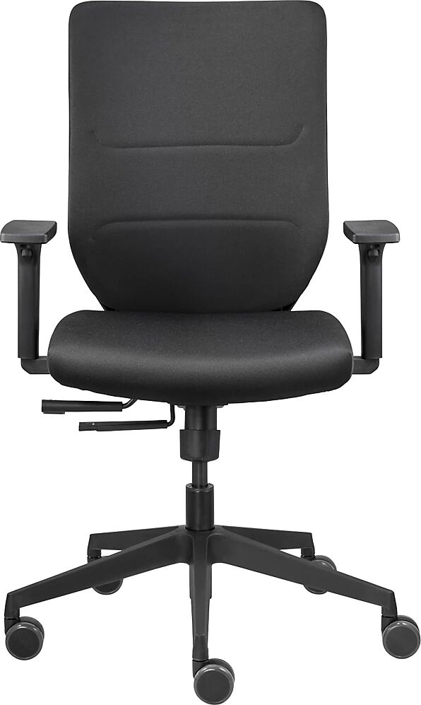 TrendOffice Silla giratoria de oficina TO-SYNC, con brazos y ruedas universales, respaldo tapizado, negro