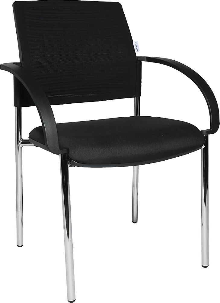 eurokraft pro Sillas para visitas, UE 2 unidades, respaldo reticulado, negro, asiento negro