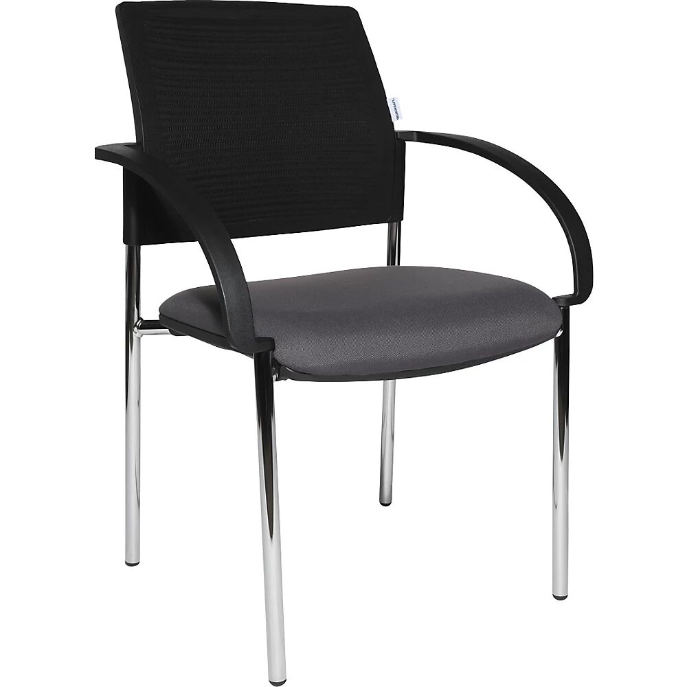 eurokraft pro Sillas para visitas, UE 2 unidades, respaldo reticulado, negro, asiento antracita