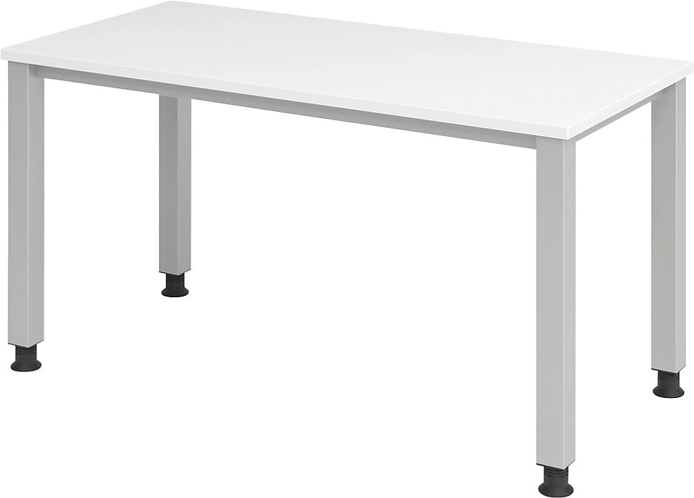 eurokraft pro RENATUS - Escritorio Mini-Office 4, armazón de 4 patas, cuadrado, anchura 1400 mm, blanco