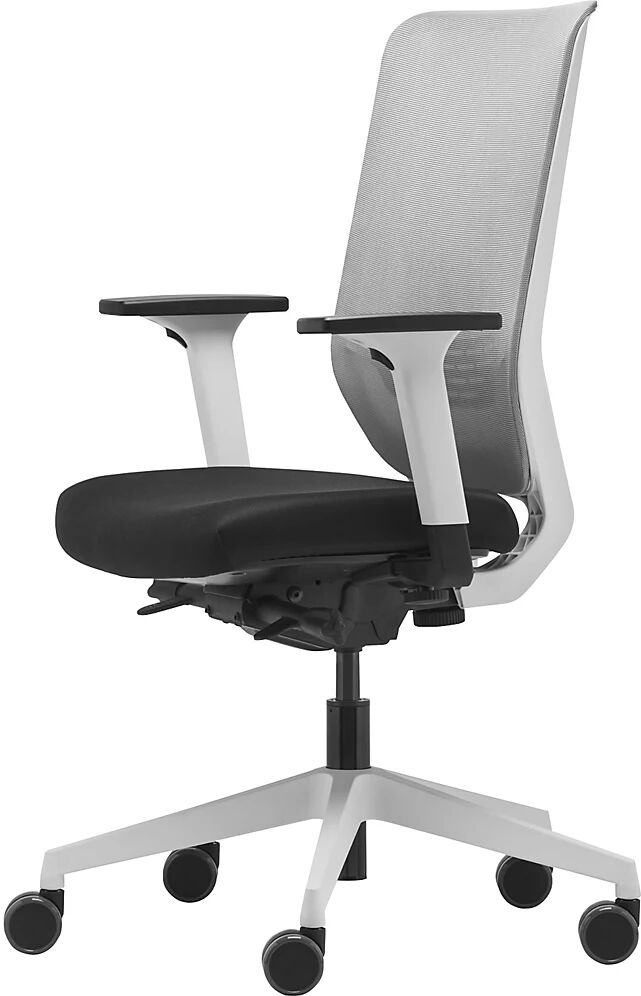 TrendOffice Silla giratoria de oficina TO-SYNC PRO, con brazos y ruedas universales, blanco / gris / negro