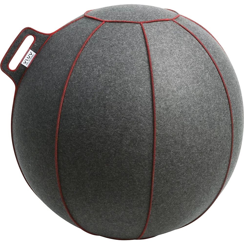 VLUV Balón asiento VELT, de fieltro de lana merina, 700 - 750 mm, gris jaspeado/rojo