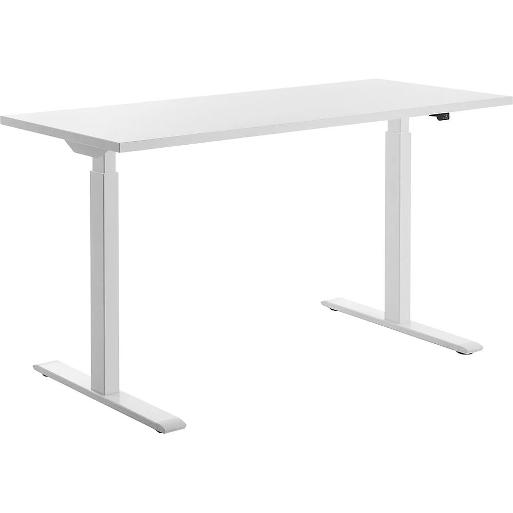 Topstar Escritorio de altura regulable eléctricamente, recto, A x P 1400 x 600 mm, blanco/blanco