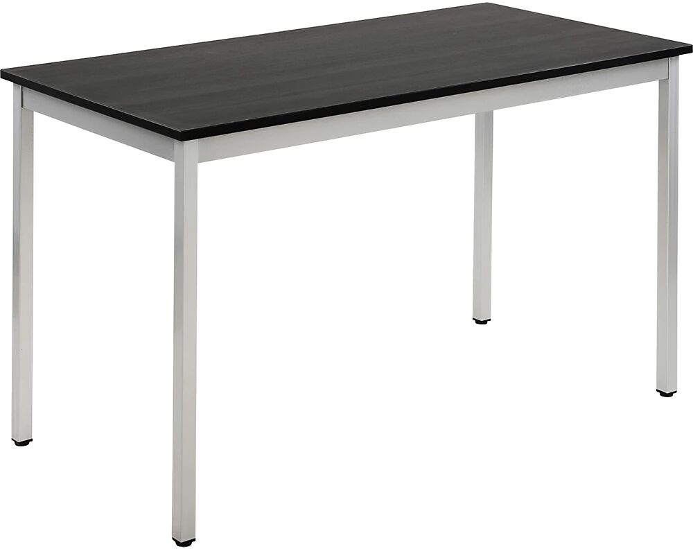 eurokraft basic Mesa multiuso, rectangular, A x H 1200 x 740 mm, profundidad 600 mm, tablero en decoración de fresno gris oscuro, armazón aluminio blanco