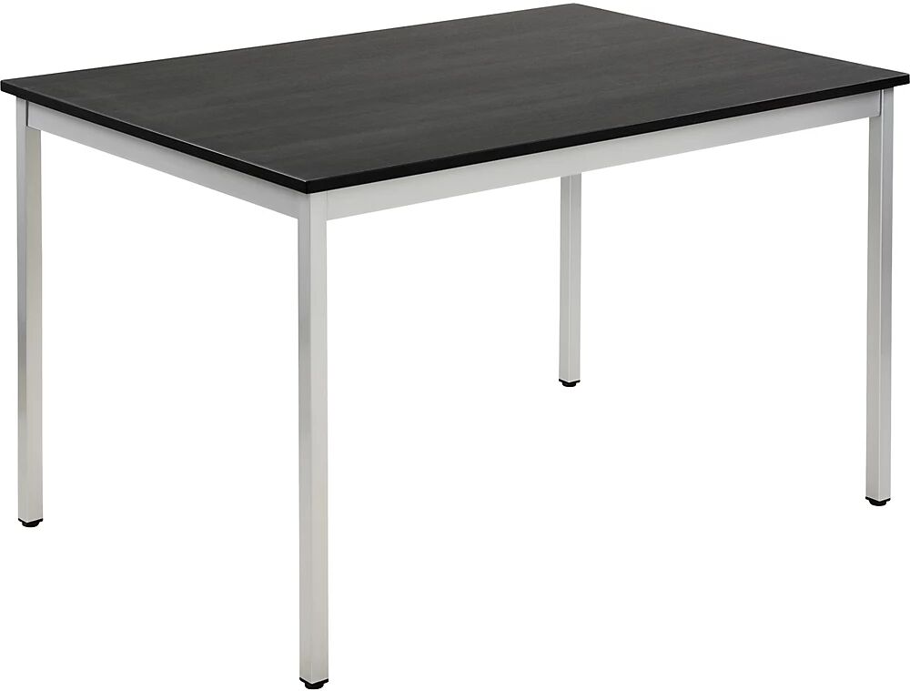 eurokraft basic Mesa multiuso, rectangular, A x H 1200 x 740 mm, profundidad 800 mm, tablero en decoración de fresno gris oscuro, armazón aluminio blanco