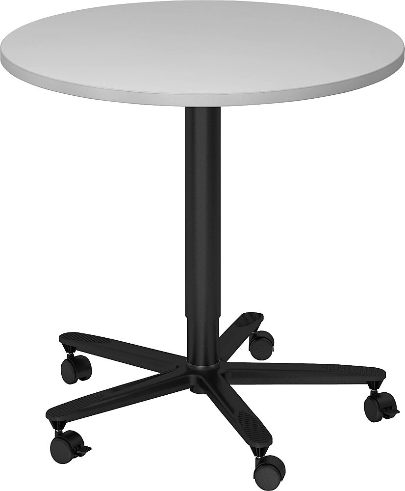 eurokraft pro Mesa de bar, de altura regulable, armazón negro, gris luminoso