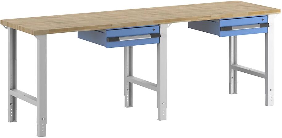 eurokraft pro Banco de trabajo, sistema modular Serie 7, 2 cajones colgantes, A x P 2500 x 700 mm