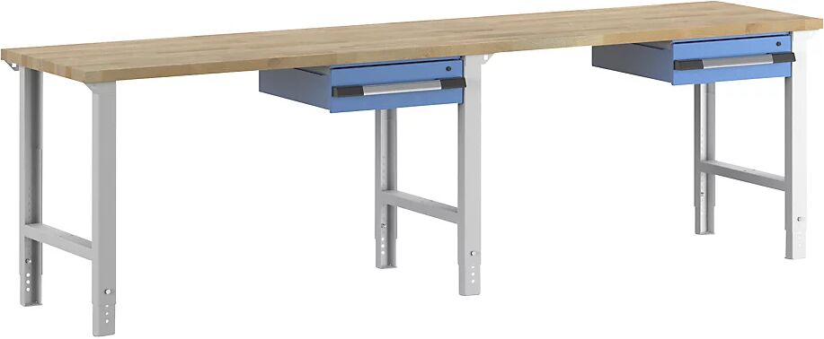 eurokraft pro Banco de trabajo, sistema modular Serie 7, 2 cajones colgantes, A x P 3000 x 700 mm