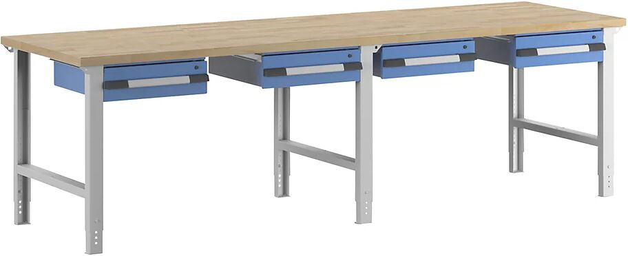 eurokraft pro Banco de trabajo, sistema modular Serie 7, 4 cajones colgantes, A x P 3000 x 900 mm