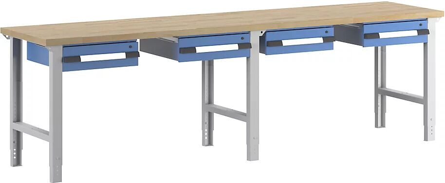 eurokraft pro Banco de trabajo, sistema modular Serie 7, 4 cajones colgantes, A x P 3000 x 700 mm