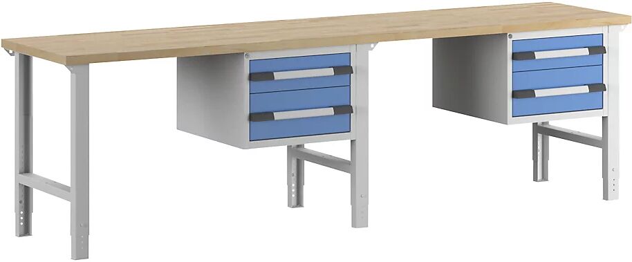 eurokraft pro Banco de trabajo, sistema modular Serie 7, 4 cajones, extra ancho, A x P 3000 x 700 mm