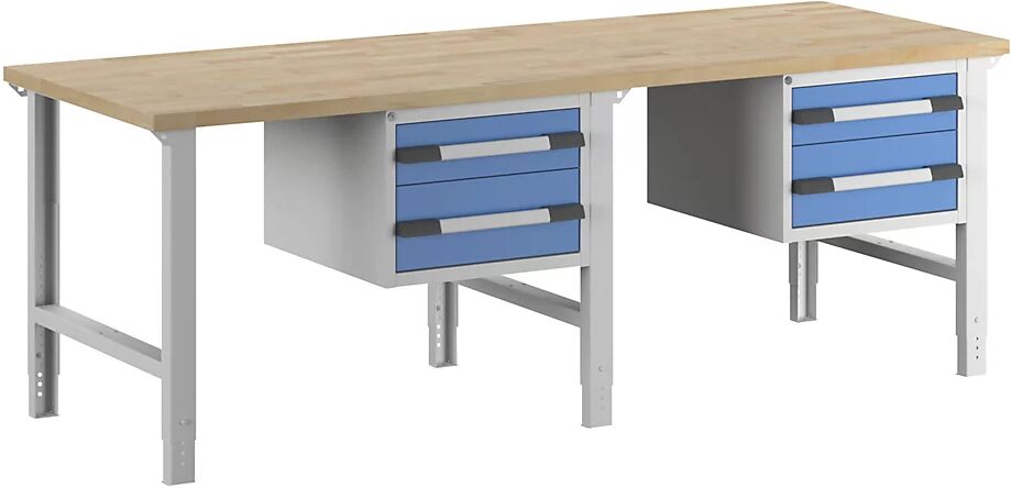 eurokraft pro Banco de trabajo, sistema modular Serie 7, 4 cajones, extra ancho, A x P 2500 x 900 mm