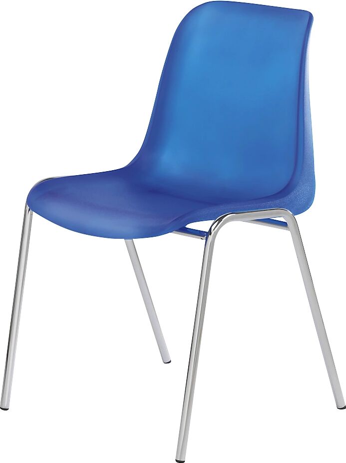 kaiserkraft Silla con carcasa de plástico EUROPA, sin acolchado, carcasa de asiento azul brillante, UE 2 unidades