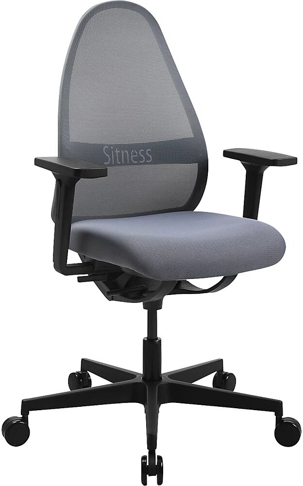 Topstar Silla giratoria de oficina SOFT SITNESS ART, mecanismo sincrónico, con brazos, gris