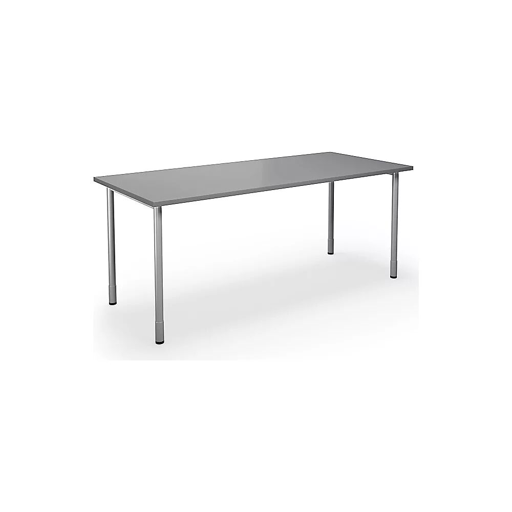 kaiserkraft Mesa multiusos DUO-C, tablero recto, A x P 1800 x 800 mm, gris luminoso, plateado