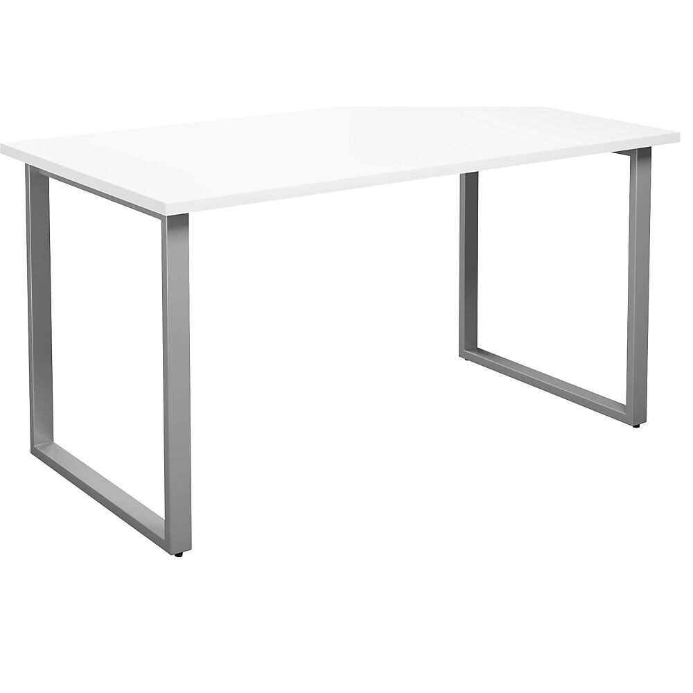 kaiserkraft Mesa multiusos DUO-O, tablero recto, A x P 1400 x 800 mm, blanco, plateado