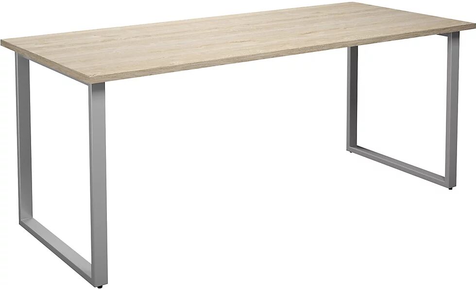 kaiserkraft Mesa multiusos DUO-O, tablero recto, A x P 1800 x 800 mm, roble, plateado