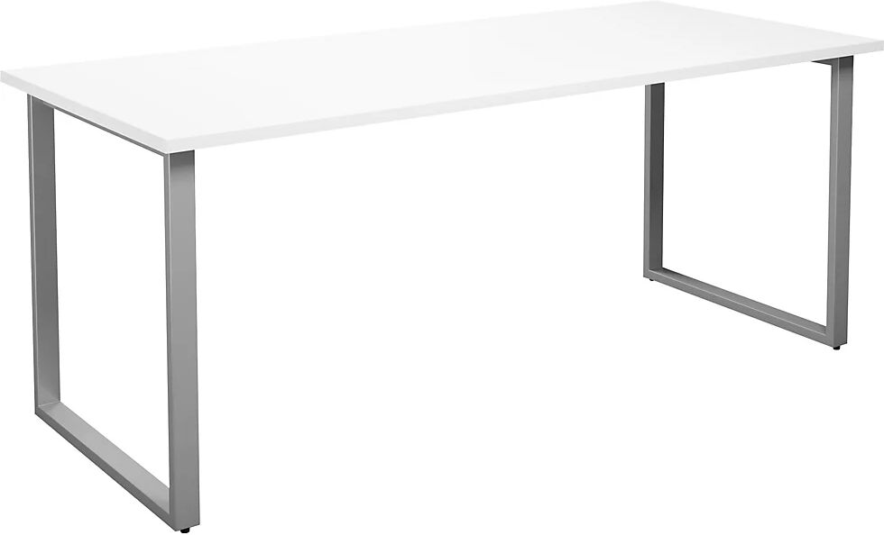 kaiserkraft Mesa multiusos DUO-O, tablero recto, A x P 1800 x 800 mm, blanco, plateado