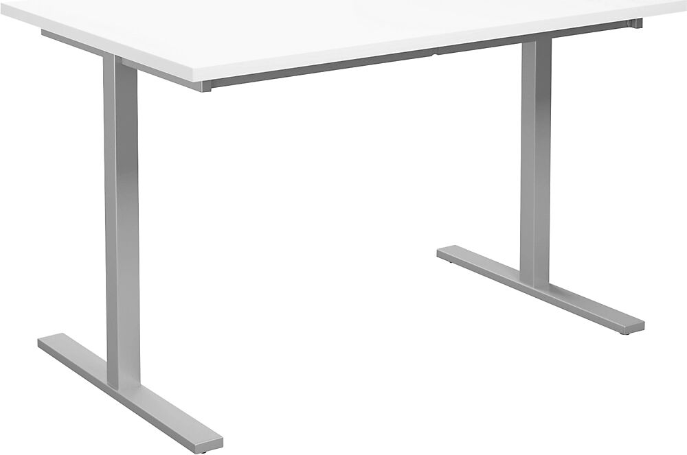 kaiserkraft Mesa multiusos DUO-T, tablero recto, A x P 1200 x 800 mm, blanco, plateado