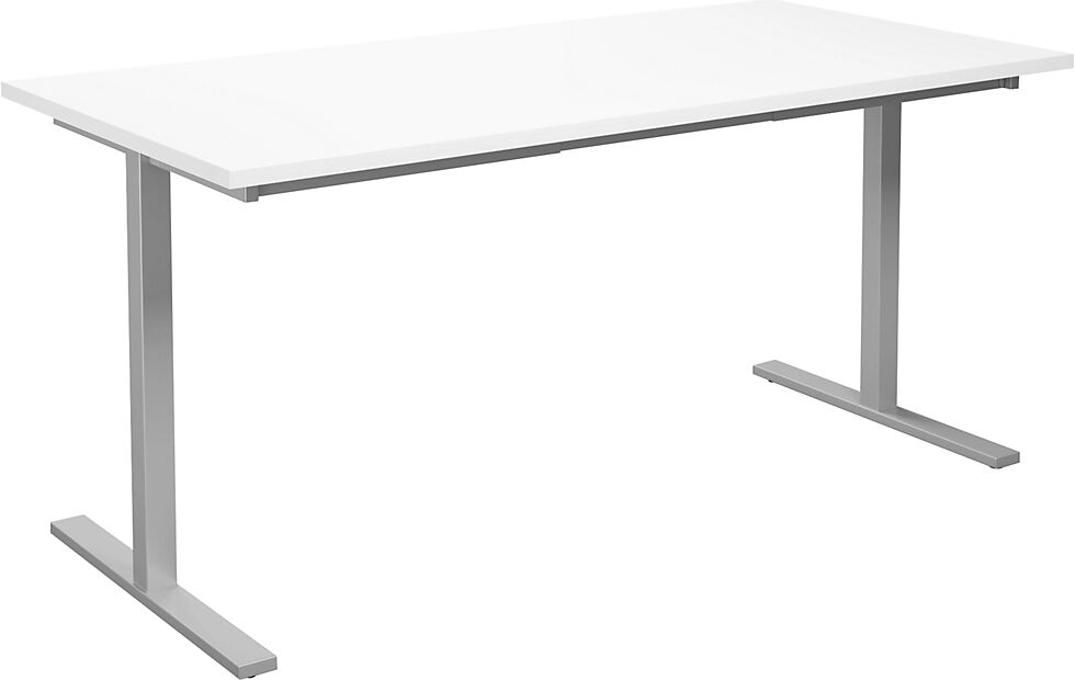 kaiserkraft Mesa multiusos DUO-T, tablero recto, A x P 1600 x 800 mm, blanco, plateado