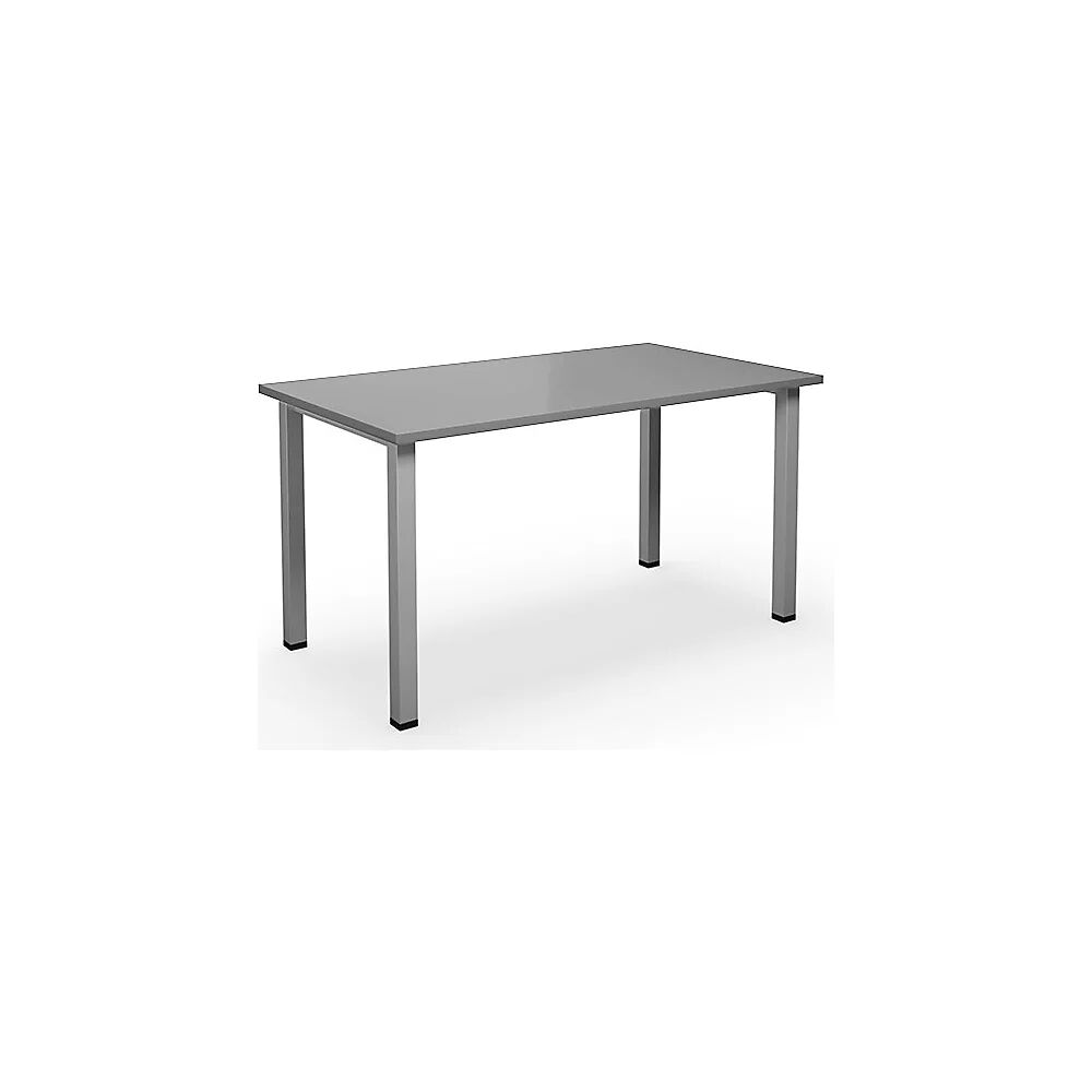 kaiserkraft Mesa multiusos DUO-U, tablero recto, A x P 1400 x 800 mm, gris luminoso, plateado