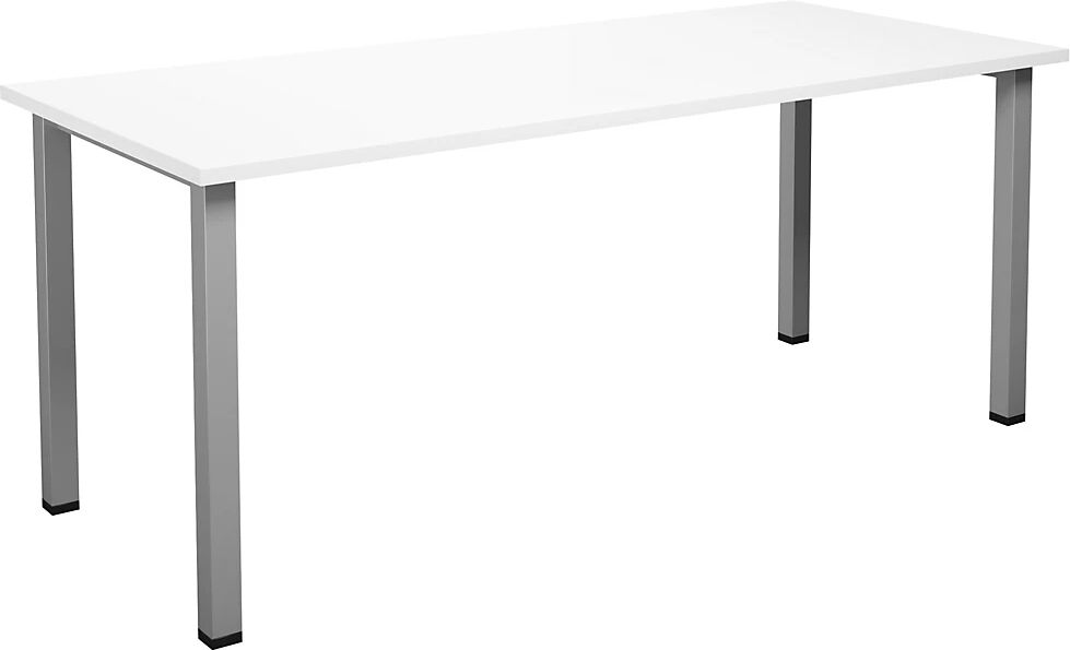 kaiserkraft Mesa multiusos DUO-U, tablero recto, A x P 1800 x 800 mm, blanco, plateado