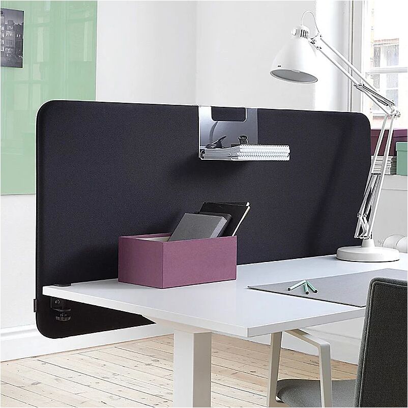 kaiserkraft Pared separadora acústica estándar para mesas, H x A 650 x 1200 mm, textil, negro