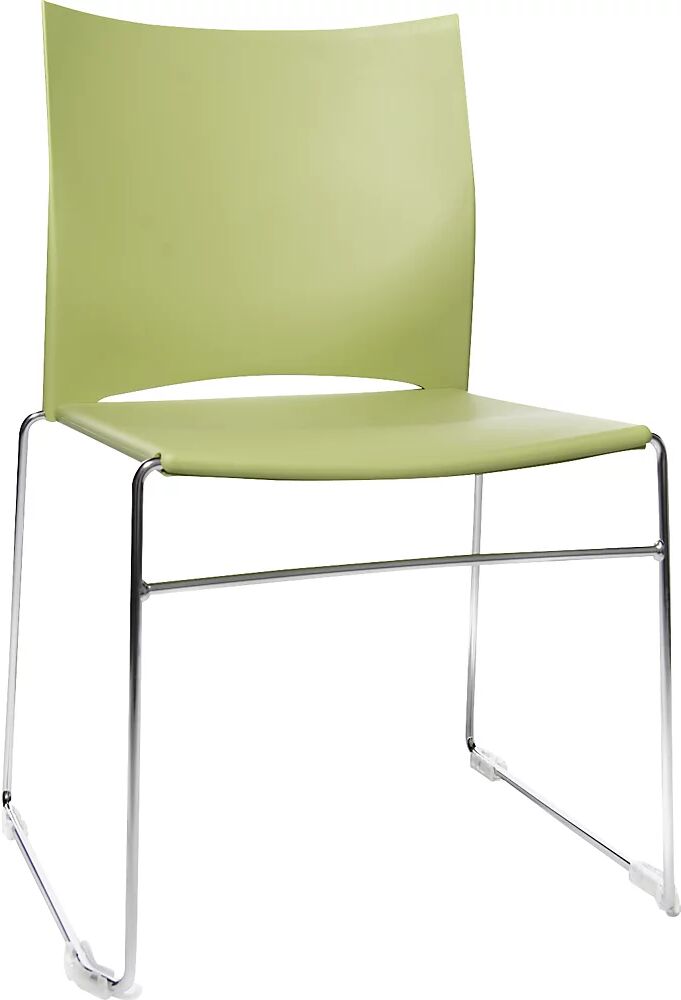 Topstar Silla apilable con listones de deslizamiento, armazón cromado, UE 4 unid., verde