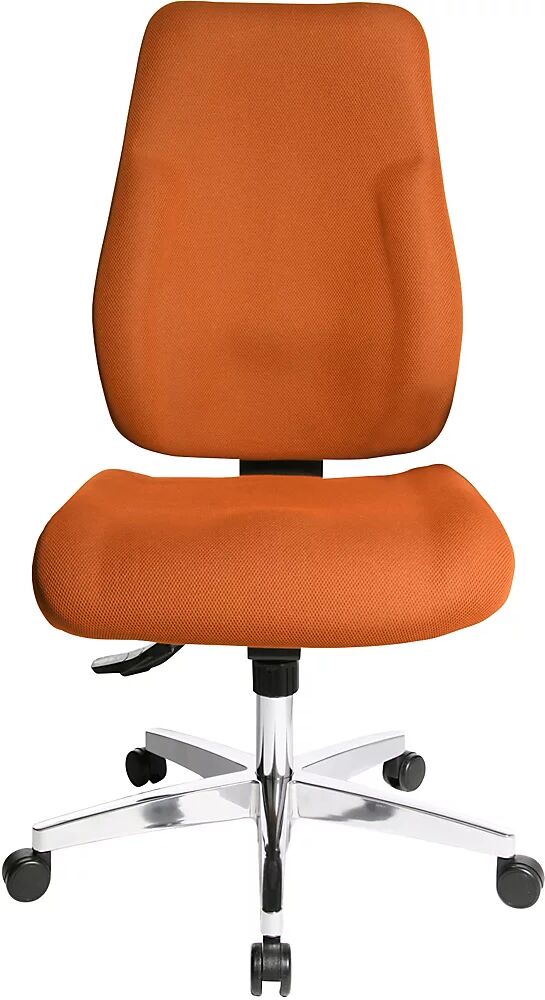 Topstar Silla giratoria ergonómica, respaldo acolchado, tapizado naranja