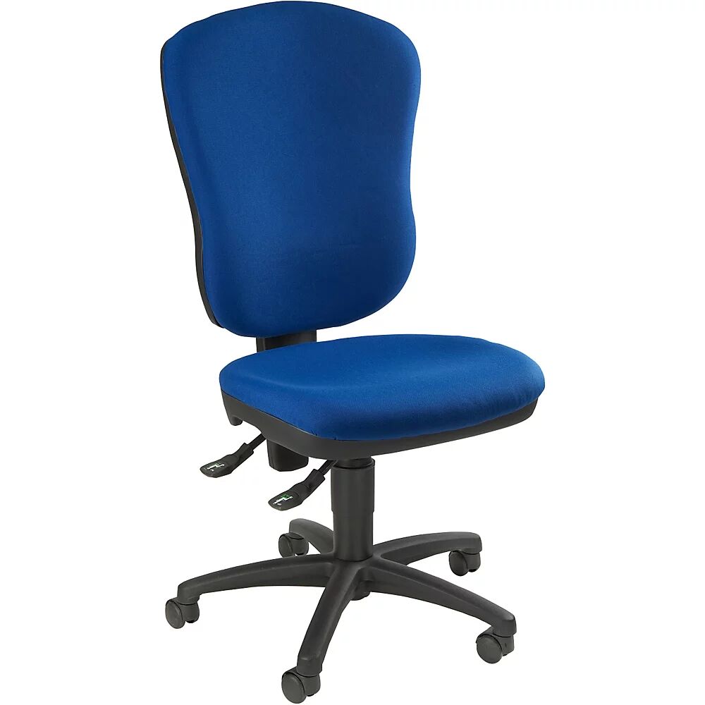 Topstar Silla giratoria estándar, sin brazos, con apoyo lumbar, altura del respaldo 570 mm, tapizado azul real