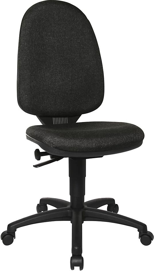 Topstar Silla giratoria estándar, sin reposabrazos, respaldo 550 mm, armazón negro, tela antracita, a partir de 2 unidades