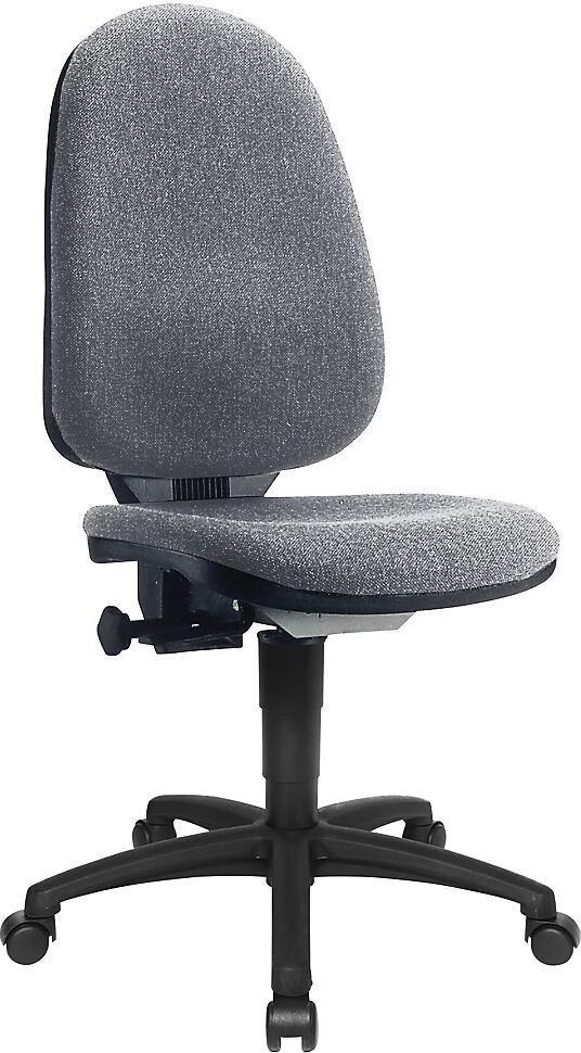 Topstar Silla giratoria estándar, sin reposabrazos, respaldo 550 mm, armazón negro, tela gris