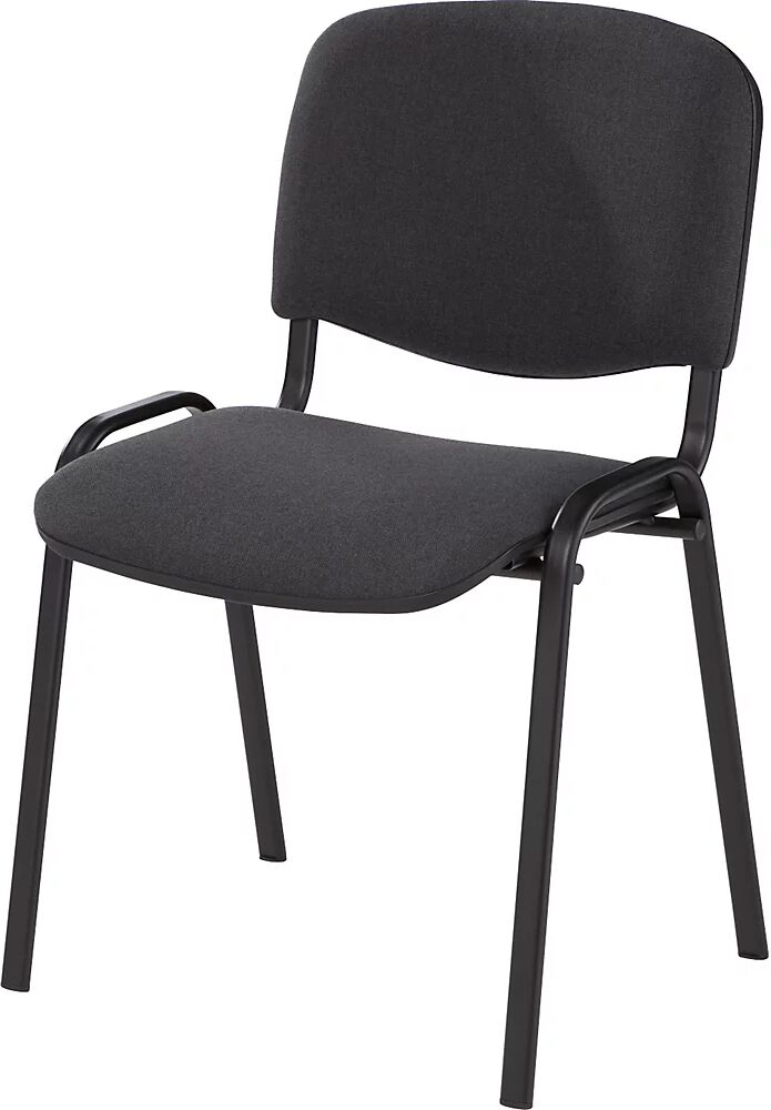 kaiserkraft Silla para visitas, apilable, respaldo acolchado, armazón negro, acolchado antracita, UE 4 unid.