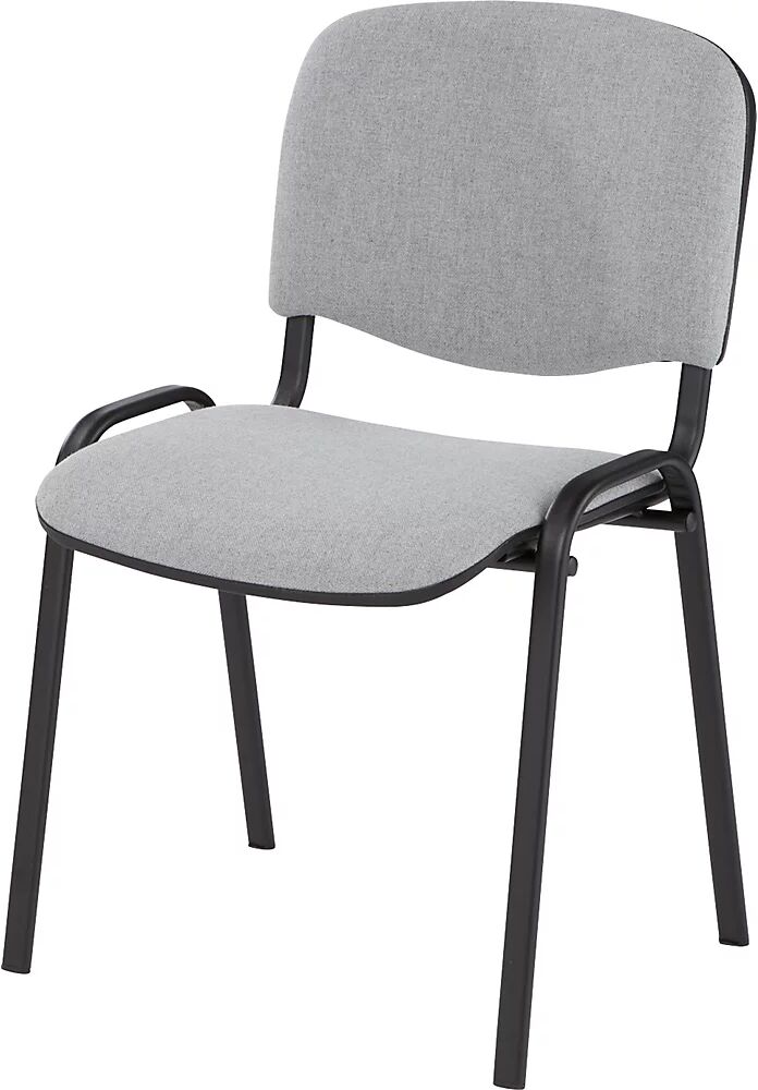 kaiserkraft Silla para visitas, apilable, respaldo acolchado, armazón negro, acolchado gris, UE 4 unid.