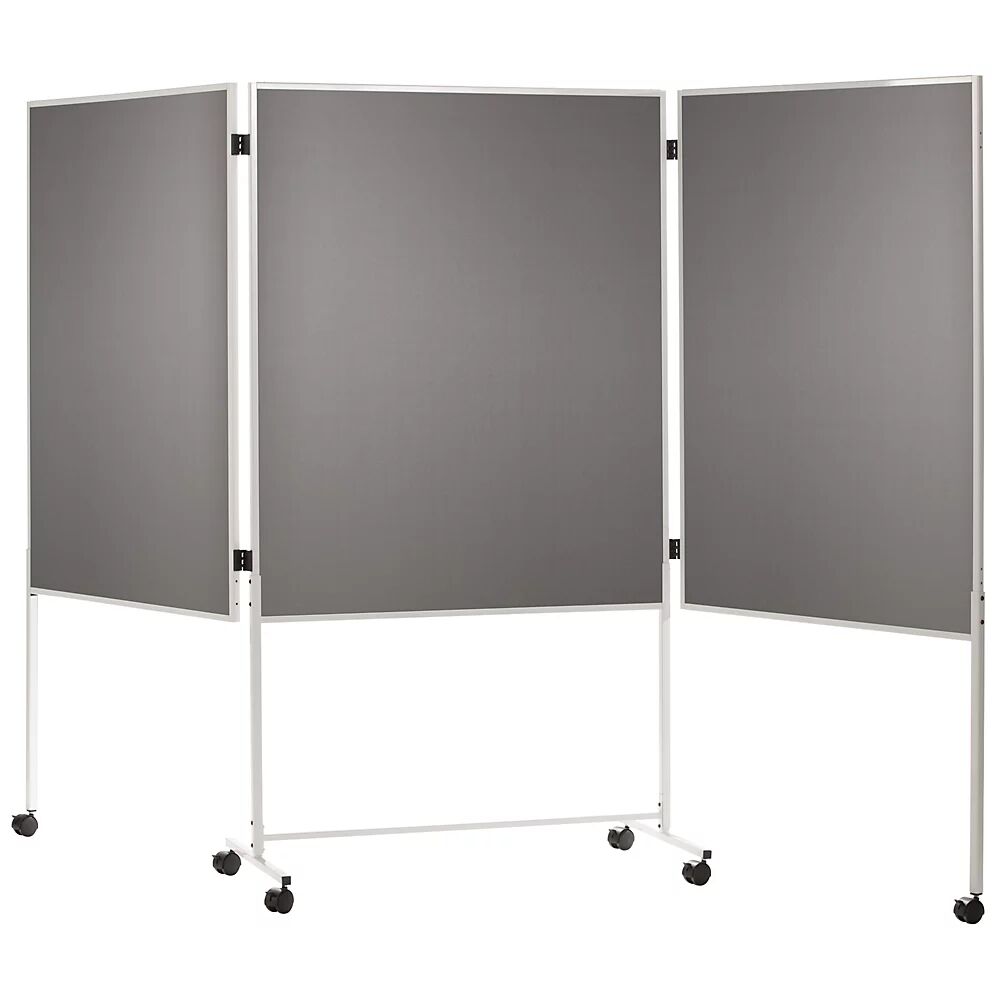 kaiserkraft Panel para conferencias, desplazable, tapizado de tela, gris, H x A x P 1800 x 2800 x 500 mm, de tres piezas