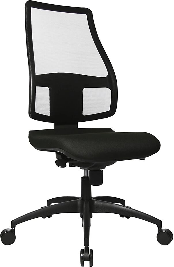 Topstar Silla giratoria ergonómica, altura del respaldo 680 mm, respaldo con tapizado reticulado transpirable, tapizado del asiento negro