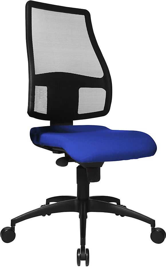 Topstar Silla giratoria ergonómica, altura del respaldo 680 mm, respaldo con tapizado reticulado transpirable, tapizado del asiento azul real