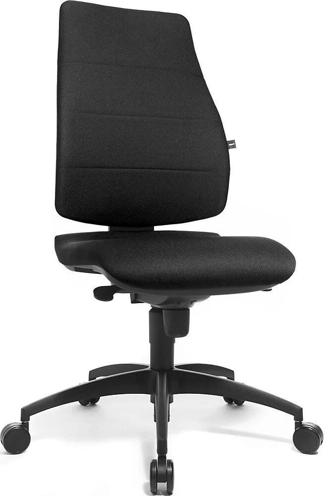 Topstar Silla giratoria ergonómica, altura del respaldo 680 mm, respaldo acolchado, tapizado del asiento negro