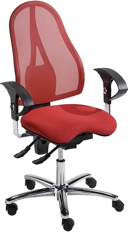 Topstar Silla giratoria ergonómica SITNESS 15, con Body Balance Tec®, respaldo reticulado, en rojo