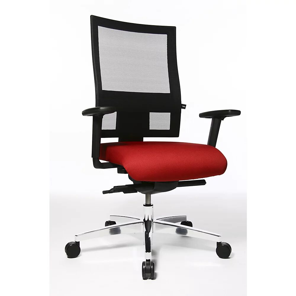 Topstar Silla giratoria de oficina PROFI NET 11, brazos de altura regulable con apoyo Softpad, en rojo