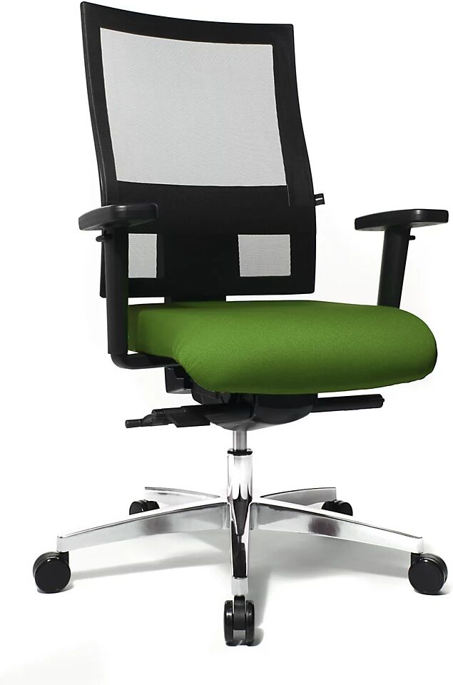 Topstar Silla giratoria de oficina SITNESS 60, con respaldo transpirable, brazos incluidos, en verde / negro